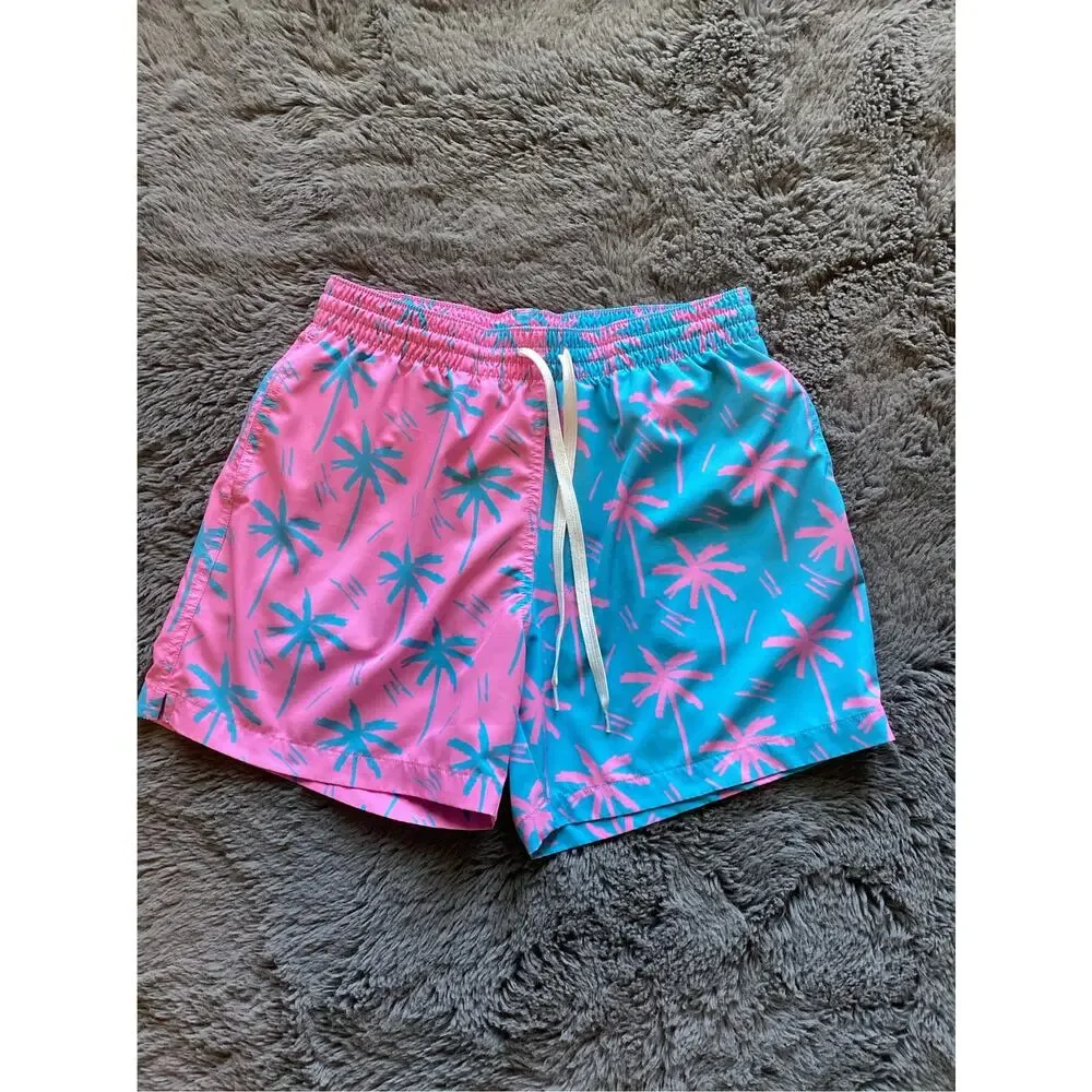 Chubbies Men's the prince of pints Quick Dry Swim Trunks, size M pink and blue